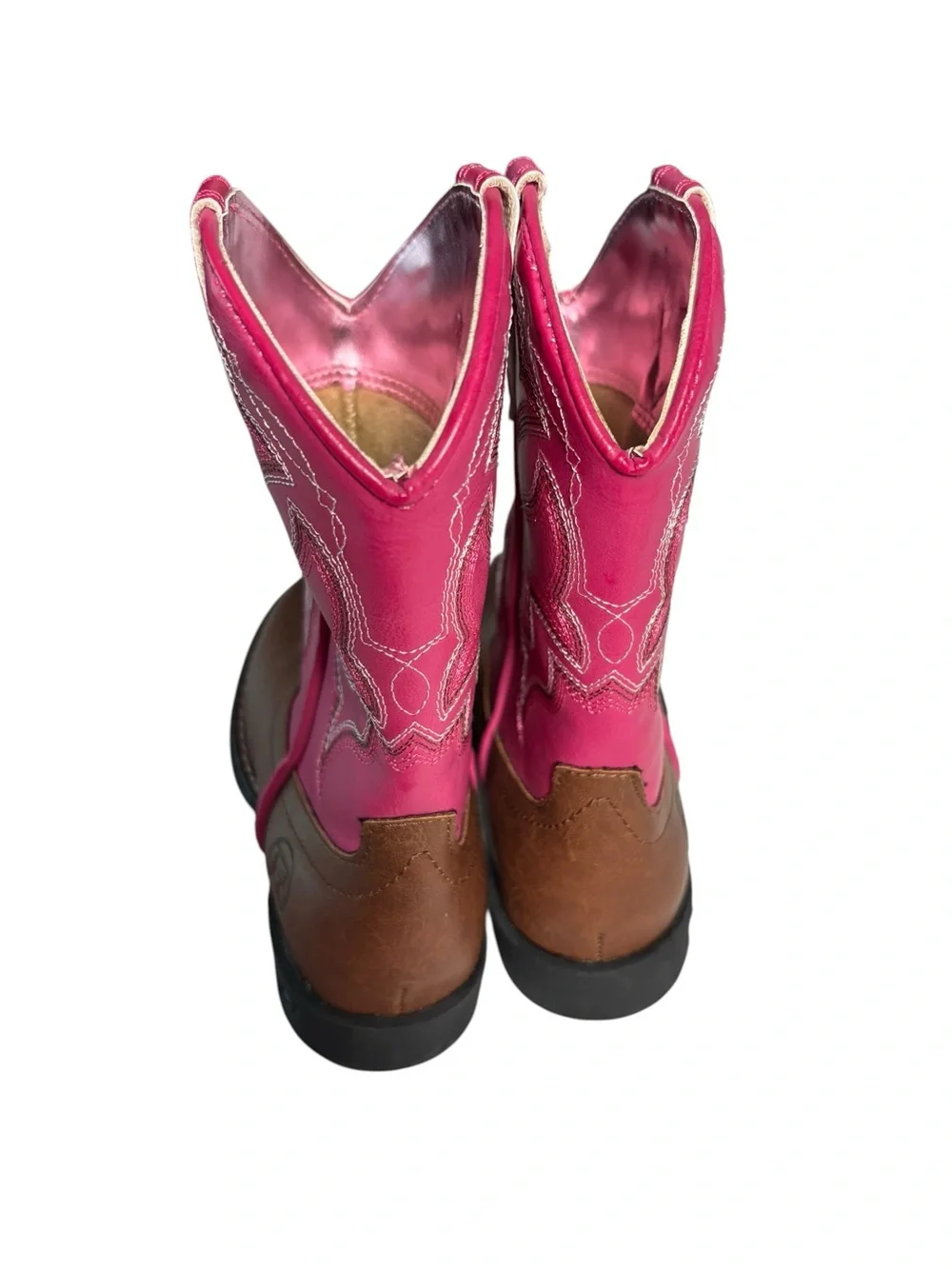 Roper Girls Round Toe Light Up Heel Western Cowgirl Boots Pink Sz 10